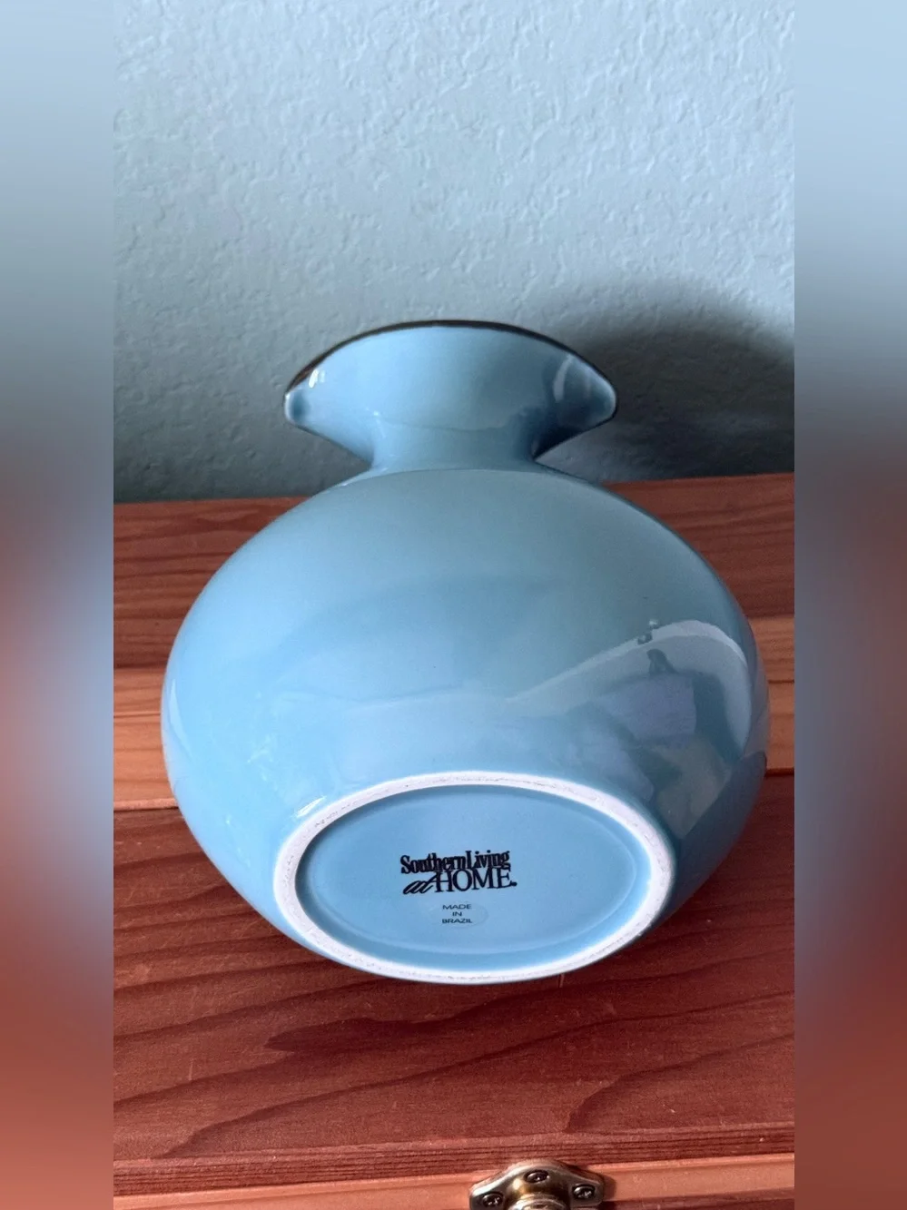 Southern Living at Home Tuscan Pitcher Robin’s Egg Blue Stoneware 12”